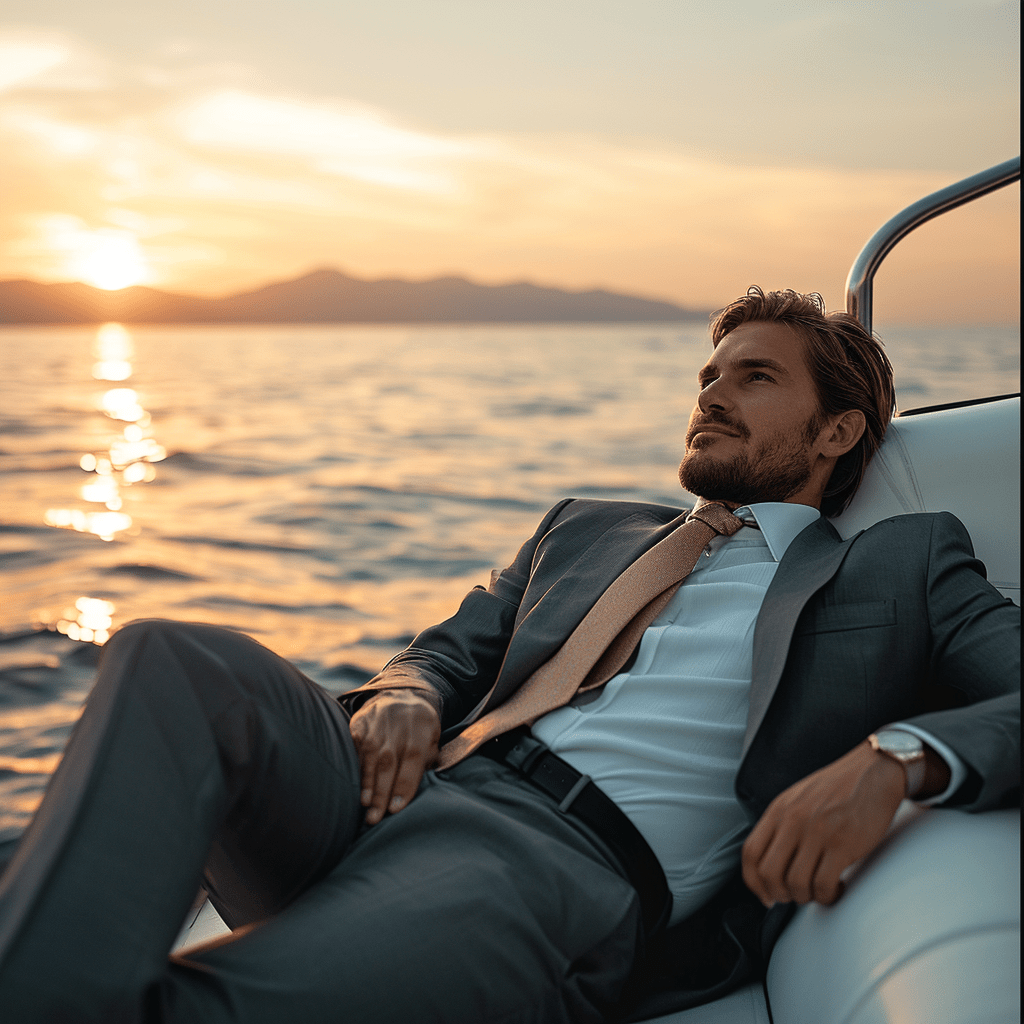 Homme détendu costume bateau