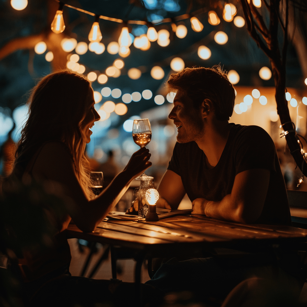 Un couple buvant un verre