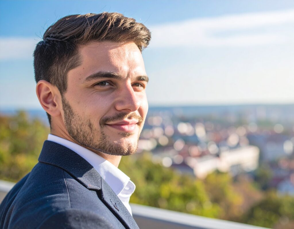 Homme souriant soleil