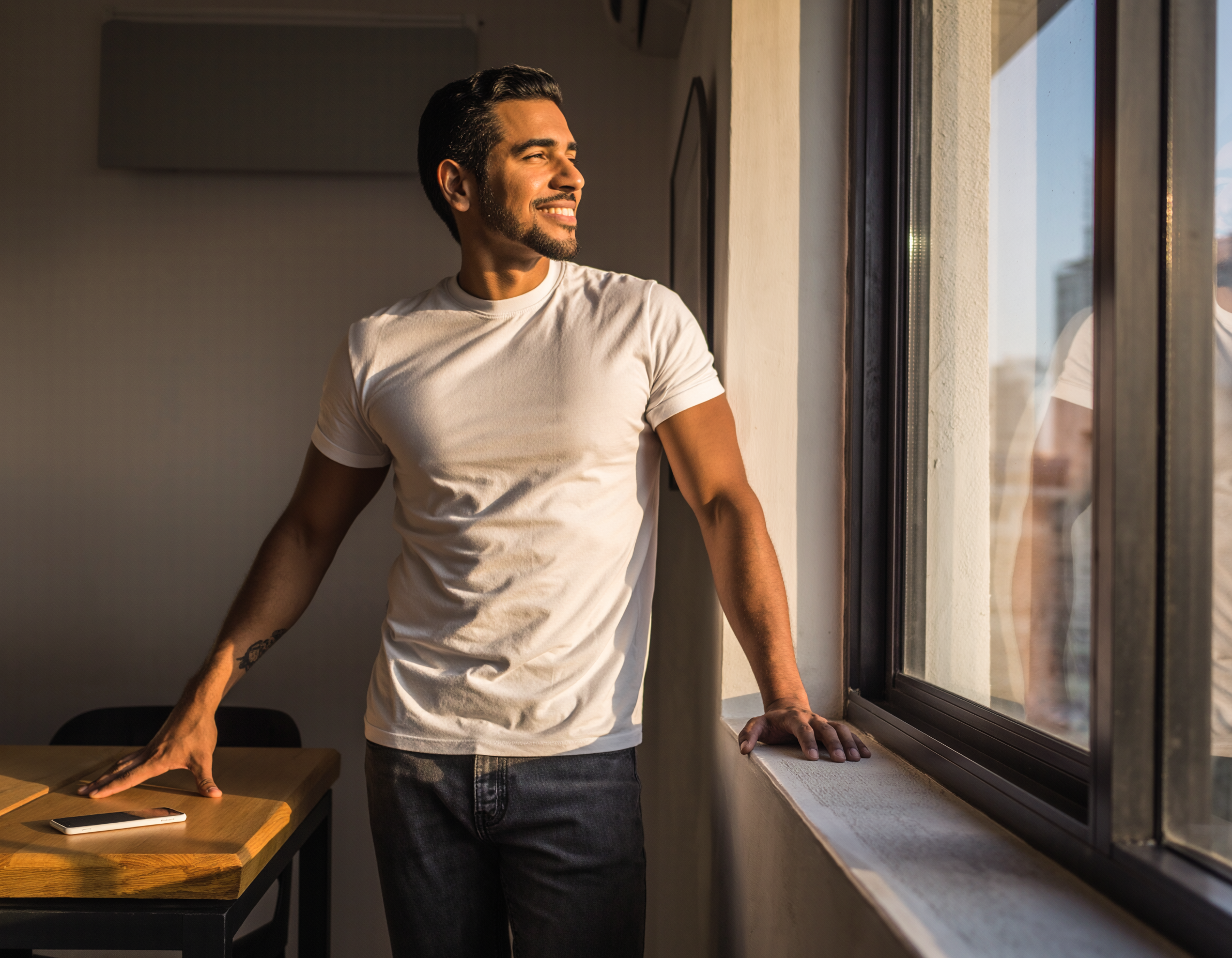 Moment de contemplation matinale au soleil