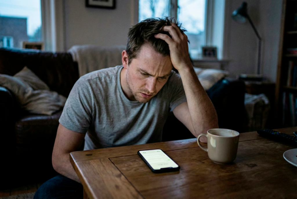 Homme attend téléphone