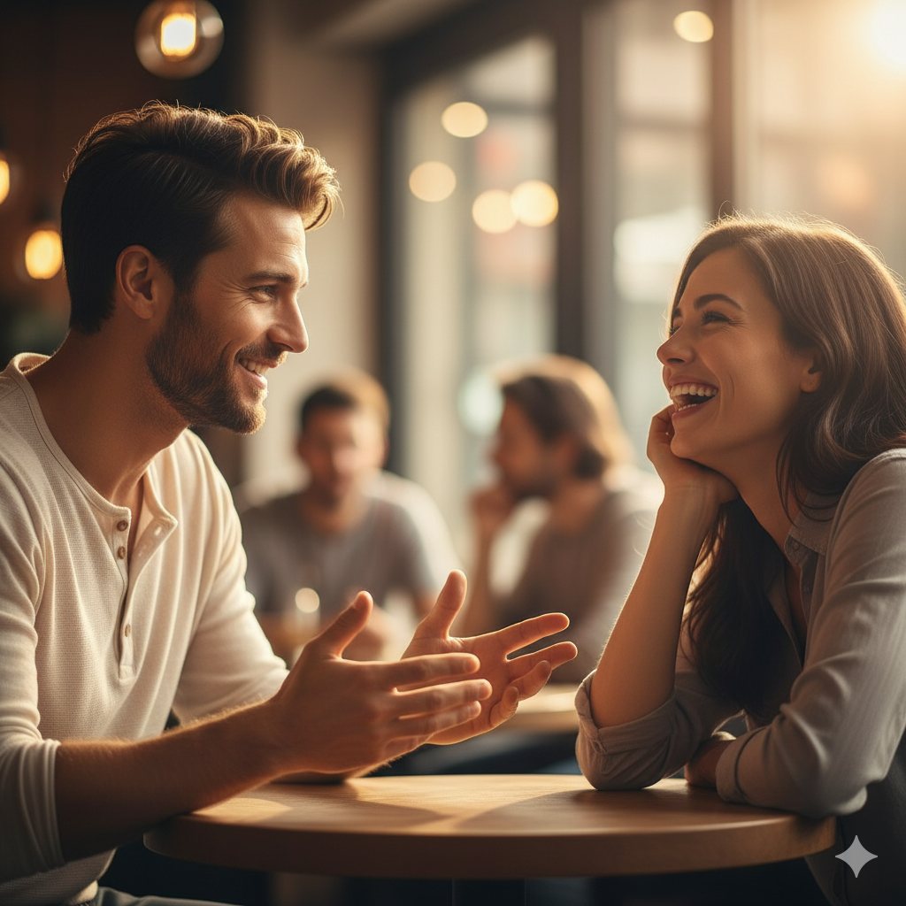 Conversation joyeuse : Moment de partage au café