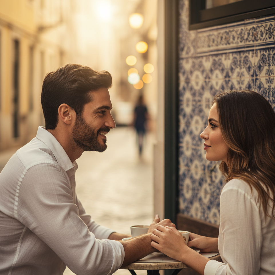 Moment Romantique et Café en Terrasse