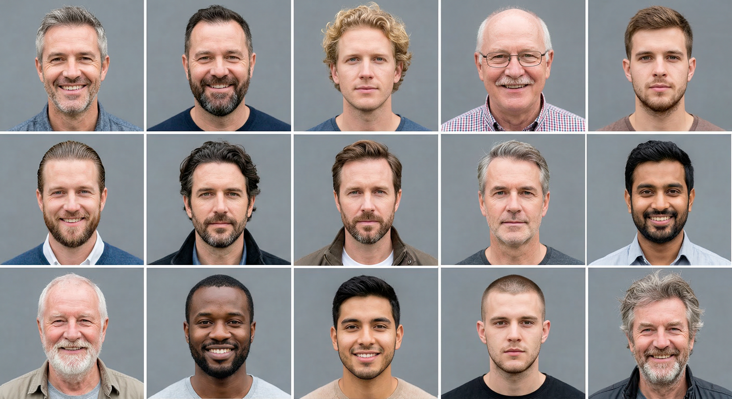 Une mosaïque de visages d'hommes