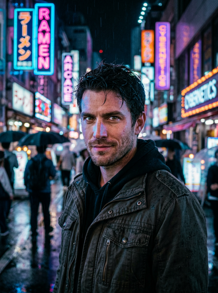 Nuit Urbaine au Néon et Pluie