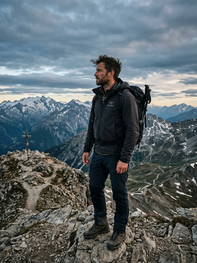 Randonneur au Sommet : Contemplation des Alpes