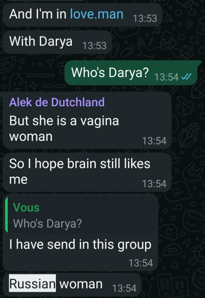 Extrait conversation WhatsApp