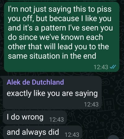Extrait conversation WhatsApp