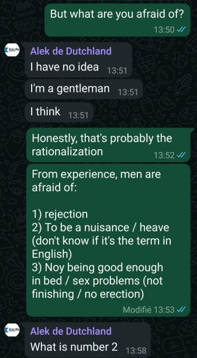 Extrait conversation WhatsApp