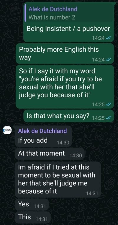 Extrait conversation WhatsApp